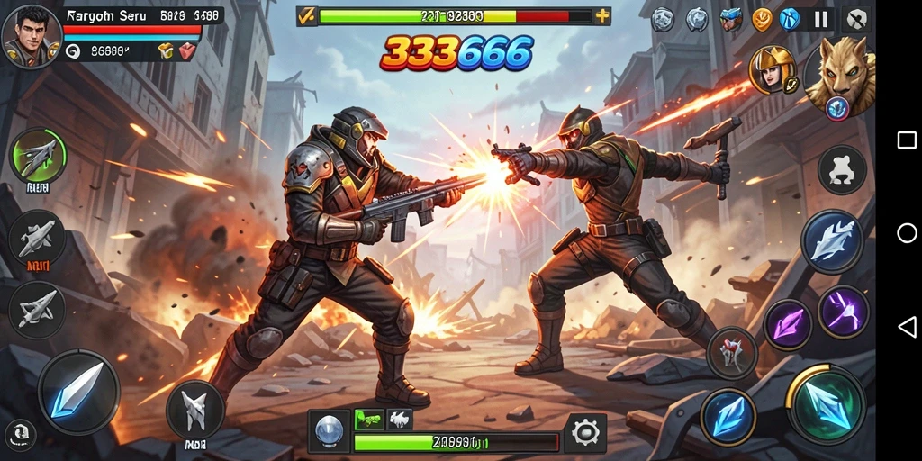 Screenshot gameplay <strong>333666</strong> yang menampilkan aksi pertempuran mendebarkan.