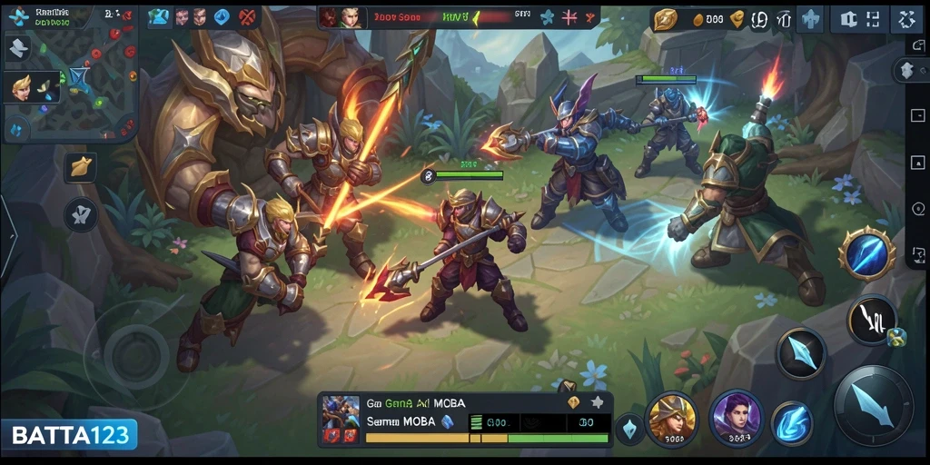 Screenshot menunjukkan aksi seru gameplay BATA123 di arena.