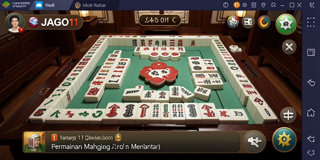 Tampilan gameplay JAGO11 yang mengasyikkan dengan grafis Mahjong yang menawan.