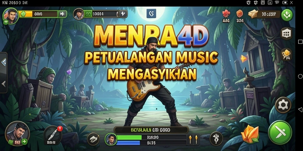 Tampilan gameplay MENARA4D dengan musik dan tantangan yang seru.