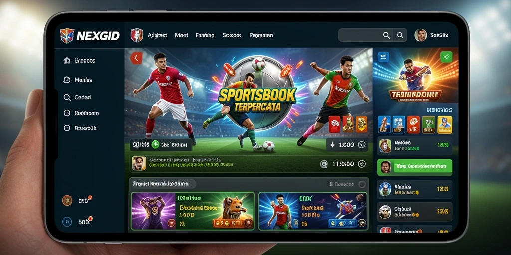 Screenshot gameplay NEXGID menampilkan berbagai opsi taruhan olahraga.